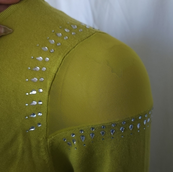 Embellished Mesh Paneled Knit Top - Picture 4 of 9